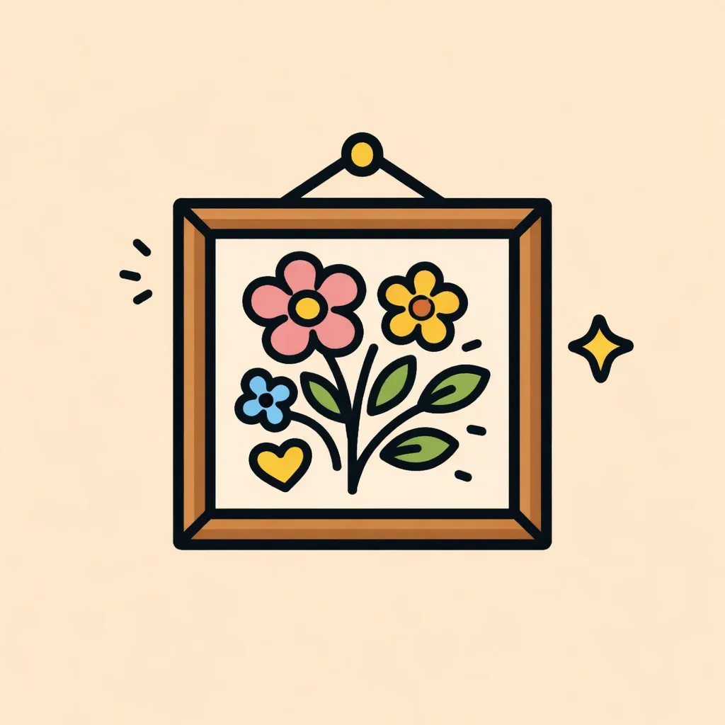 Подаръчни пана – стилизирана икона на декоративно пано в рамка с флорален мотив, подходящо за ръчно изработени арт подаръци.