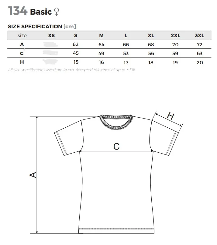 Таблица размери дамски тениски